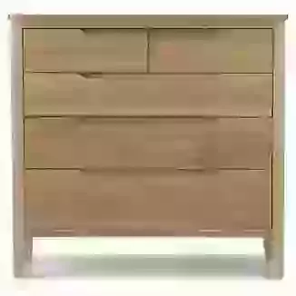 Oak Recessed Handles Curved Edges 5 Drawer Chest